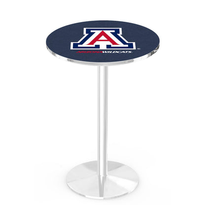 L214 University of Arizona 42" Tall - 36" Top Pub Table with Chrome Finish