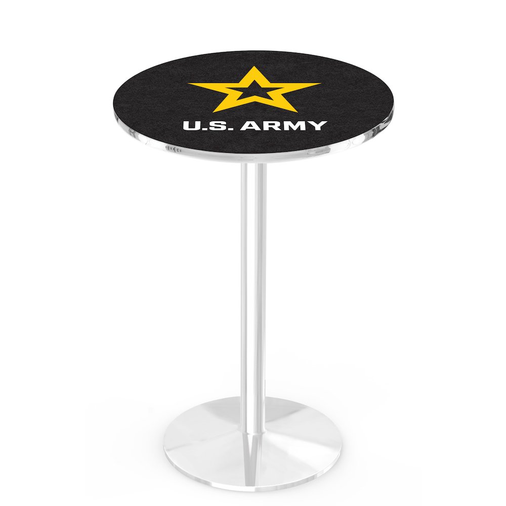 L214 United States Army 42" Tall - 36" Top Pub Table with Chrome Finish