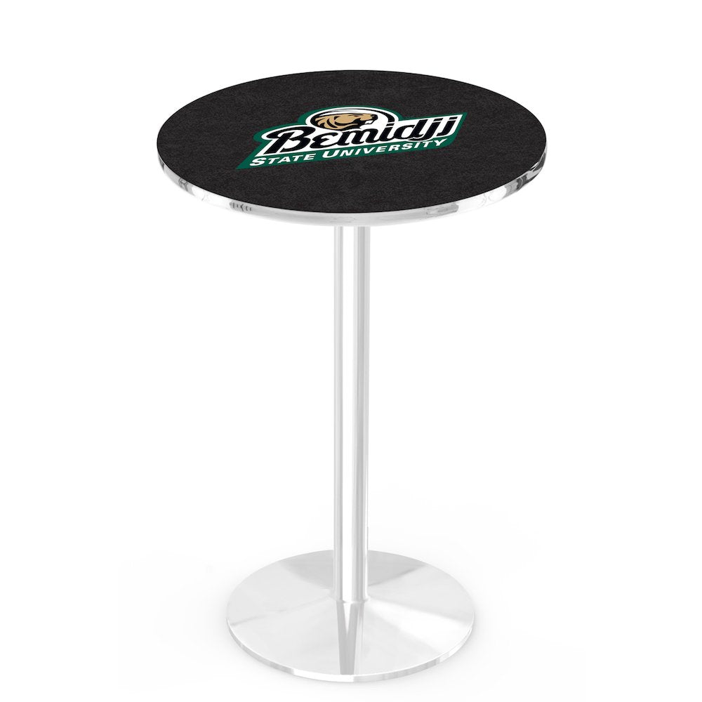 L214 Bemidji State University 42" Tall - 36" Top Pub Table with Chrome Finish