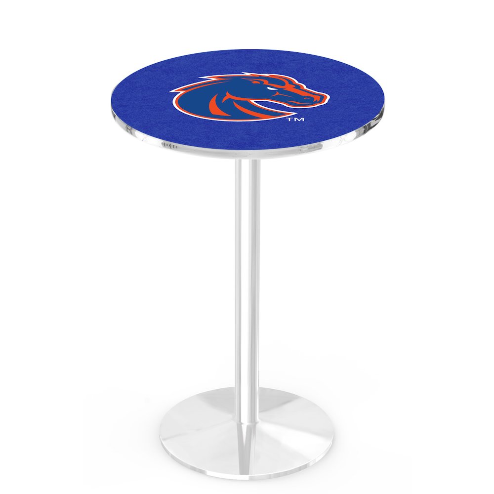 L214 Boise State University 42' Tall - 36' Top Pub Table w/ Chrome Finish