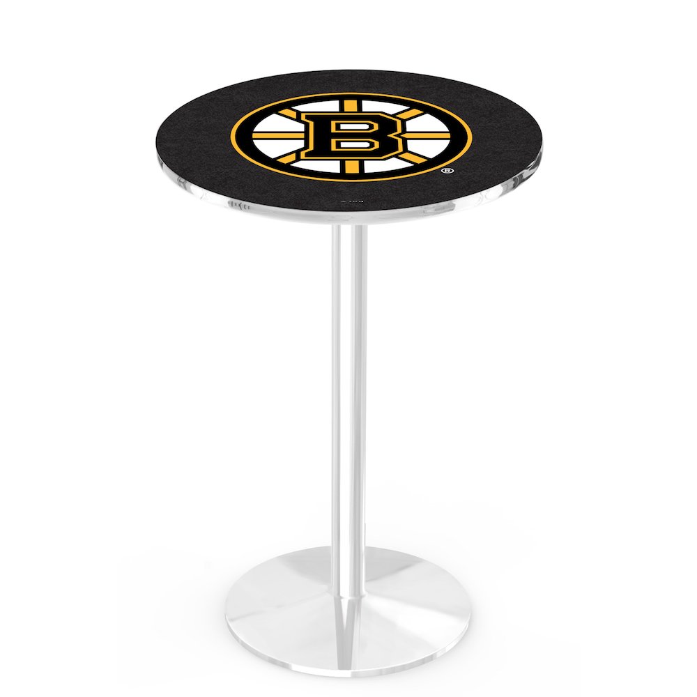 L214 Boston Bruins 42' Tall - 36' Top Pub Table w/ Chrome Finish (2041)