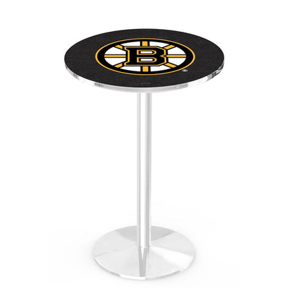 L214 Boston Bruins 42' Tall - 36' Top Pub Table w/ Chrome Finish (2041)