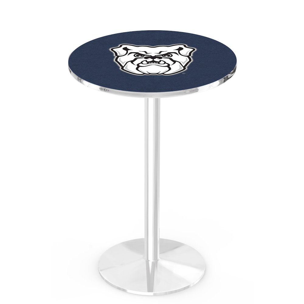 L214 Butler University 42" Tall - 36" Top Pub Table with Chrome Finish