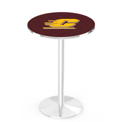 L214 Central Michigan University 42' Tall - 36' Top Pub Table w/ Chrome Finish