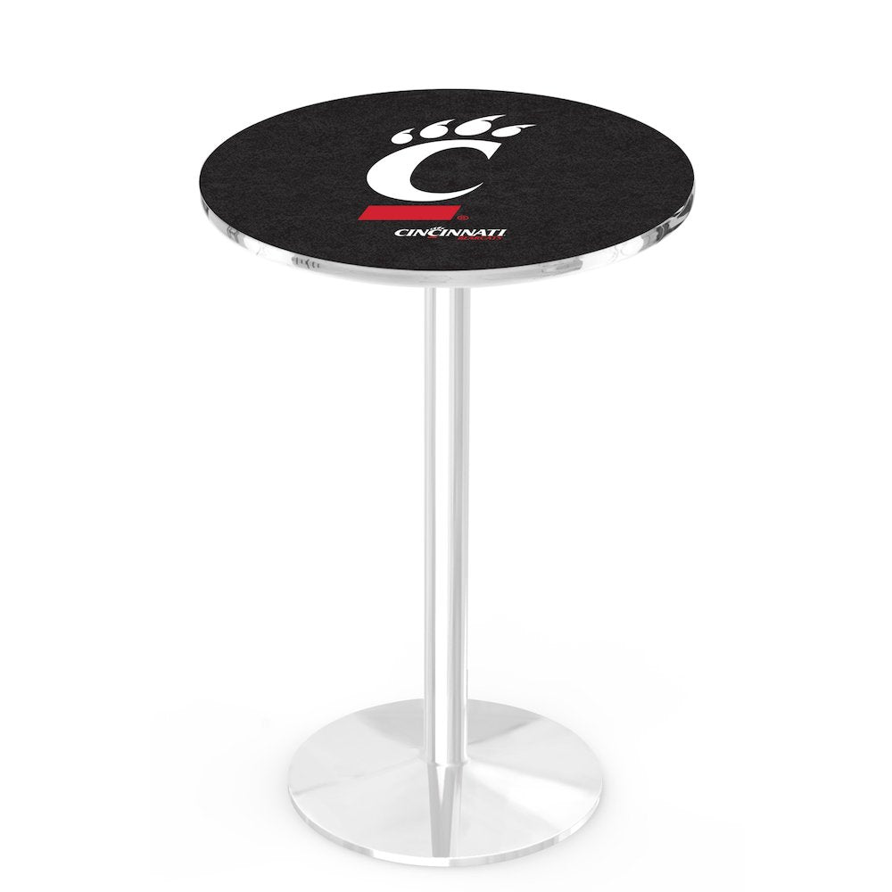L214 University of Cincinnati 42" Tall - 36" Top Pub Table with Chrome Finish