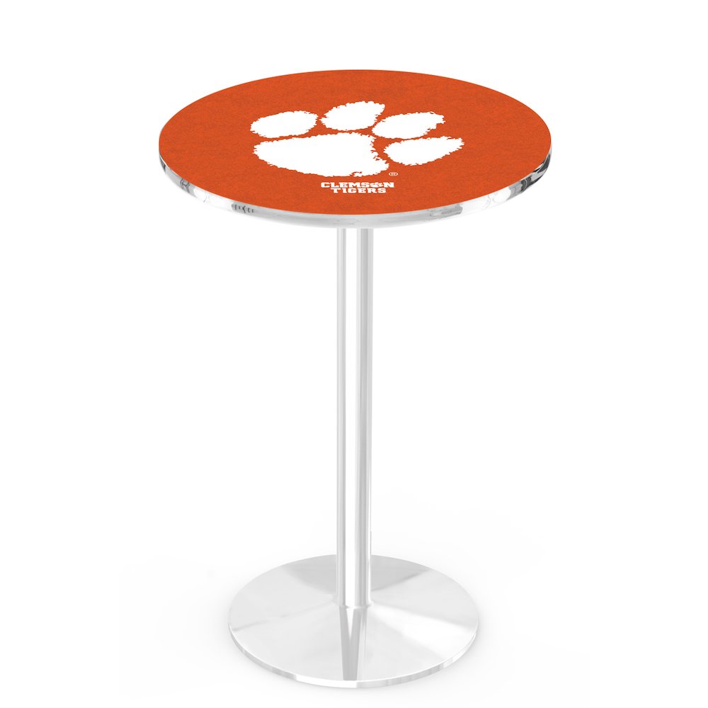 L214 Clemson 42' Tall - 36' Top Pub Table w/ Chrome Finish