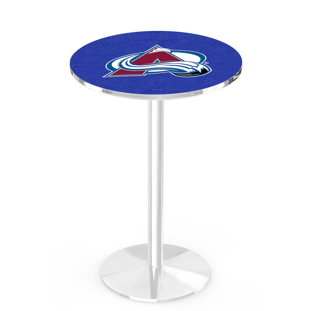 L214 Colorado Avalanche 42" Tall - 36" Top Pub Table with Chrome Finish (2201)