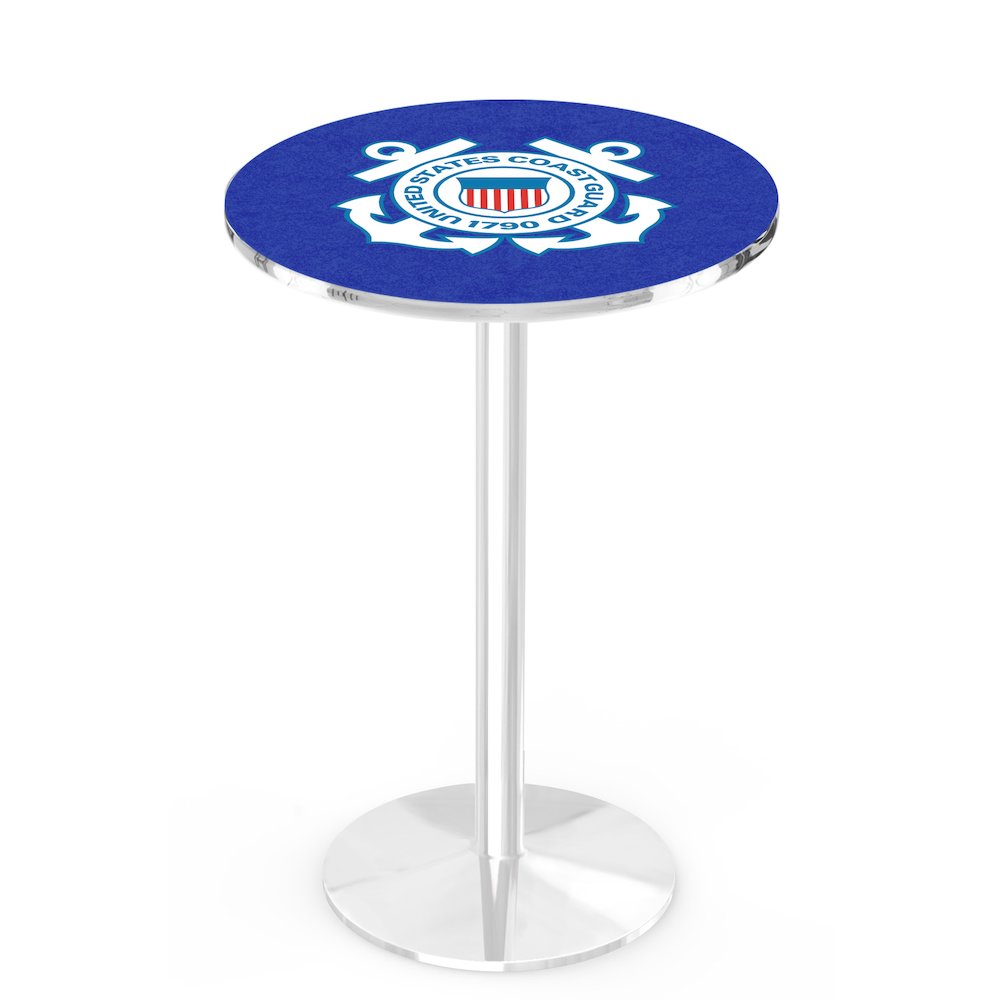 L214 United States Coast Guard 42' Tall - 36' Top Pub Table w/ Chrome Finish