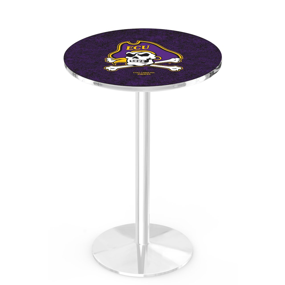 L214 East Carolina University 42" Tall - 36" Top Pub Table with Chrome Finish