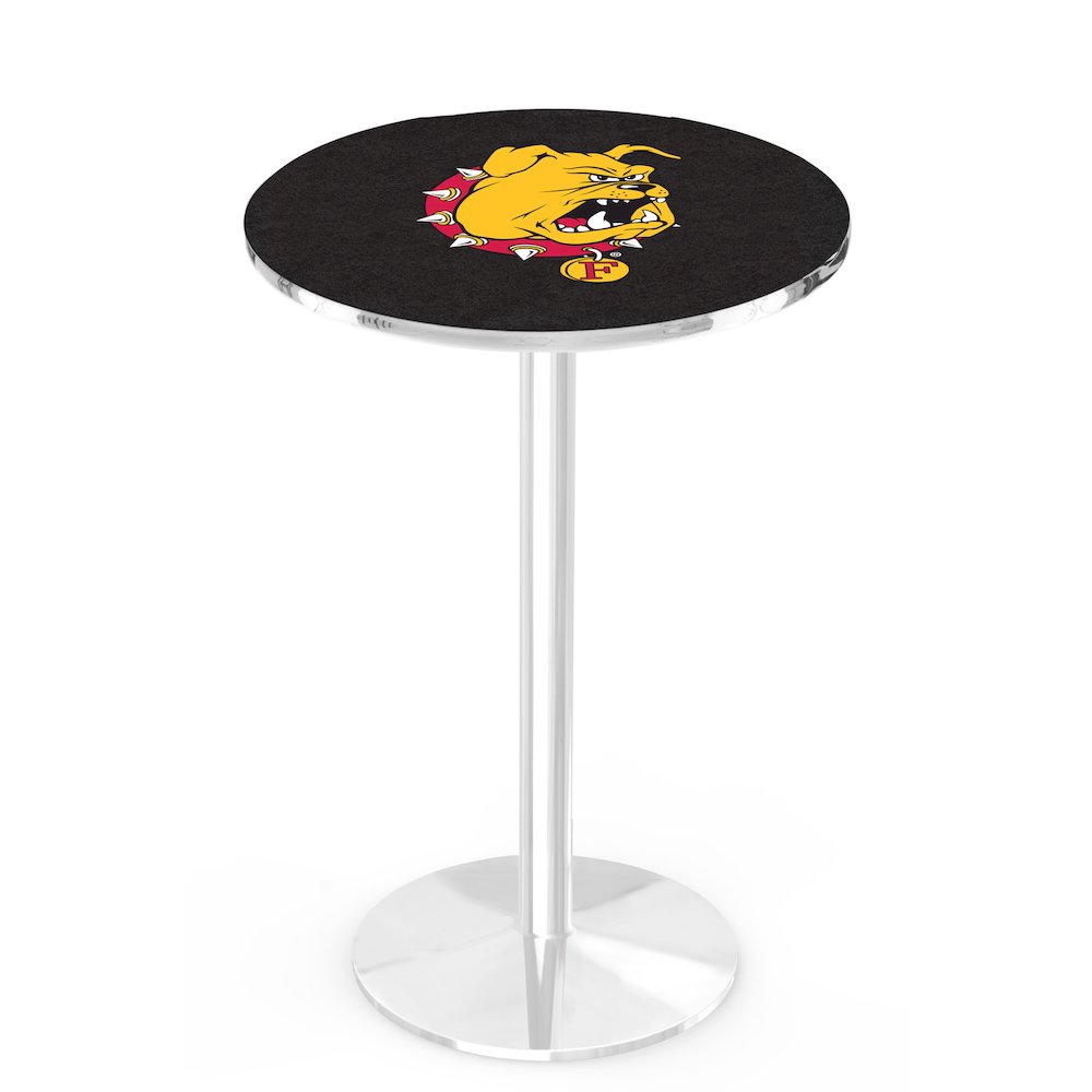 L214 Ferris State University 42' Tall - 36' Top Pub Table w/ Chrome Finish