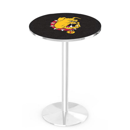 L214 Ferris State University 42' Tall - 36' Top Pub Table w/ Chrome Finish