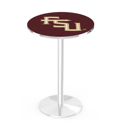 L214 Florida State (Script) 42" Tall - 36" Top Pub Table with Chrome Finish