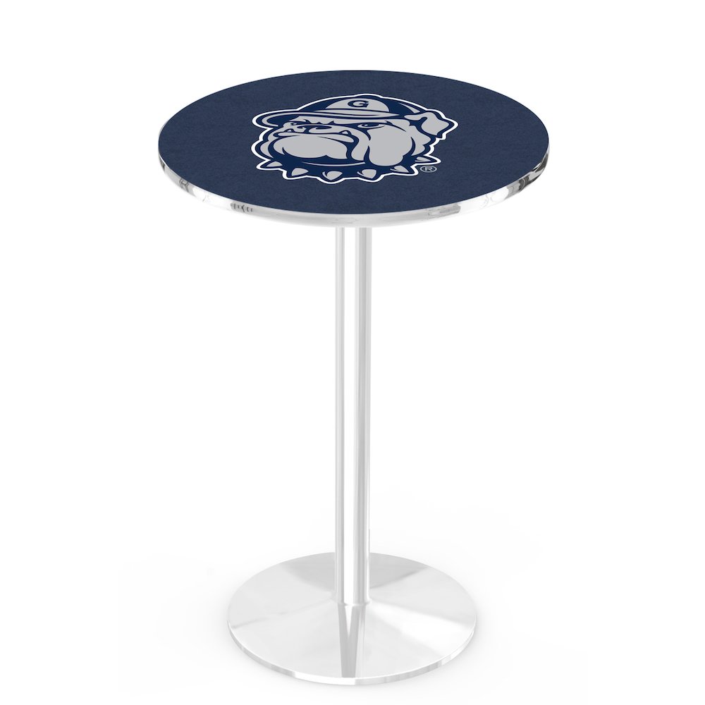 L214 Georgetown University 42" Tall - 36" Top Pub Table with Chrome Finish