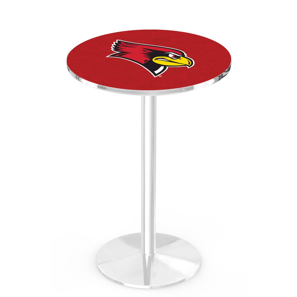 L214 Illinois State University 42" Tall - 36" Top Pub Table with Chrome Finish