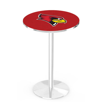 L214 Illinois State University 42" Tall - 36" Top Pub Table with Chrome Finish