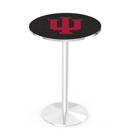 L214 Indiana University 42' Tall - 36' Top Pub Table w/ Chrome Finish