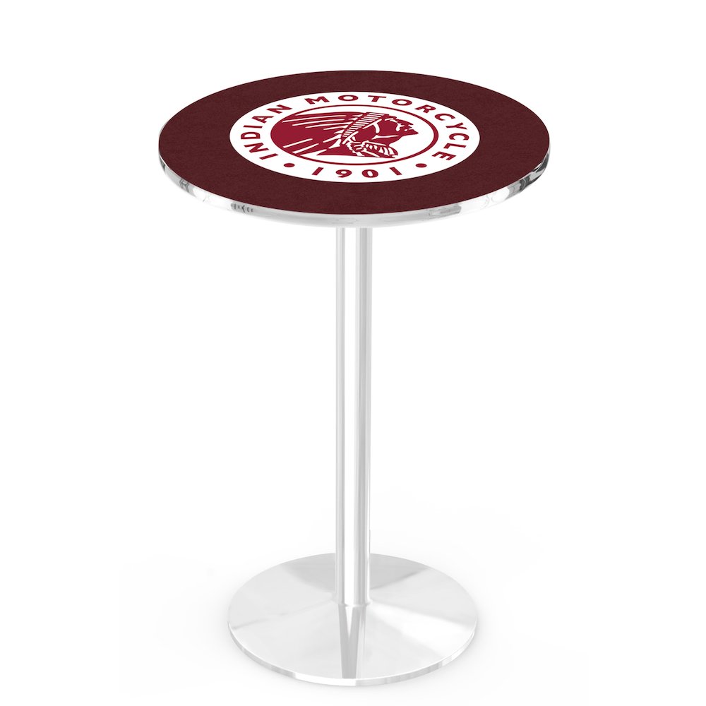 L214 Indian Motorcycle 42" Tall - 36" Top Pub Table with Chrome Finish