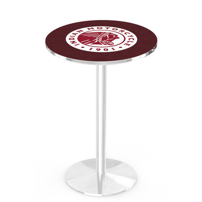 L214 Indian Motorcycle 42" Tall - 36" Top Pub Table with Chrome Finish