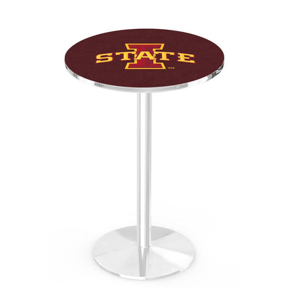 L214 Iowa State University 42" Tall - 36" Top Pub Table with Chrome Finish