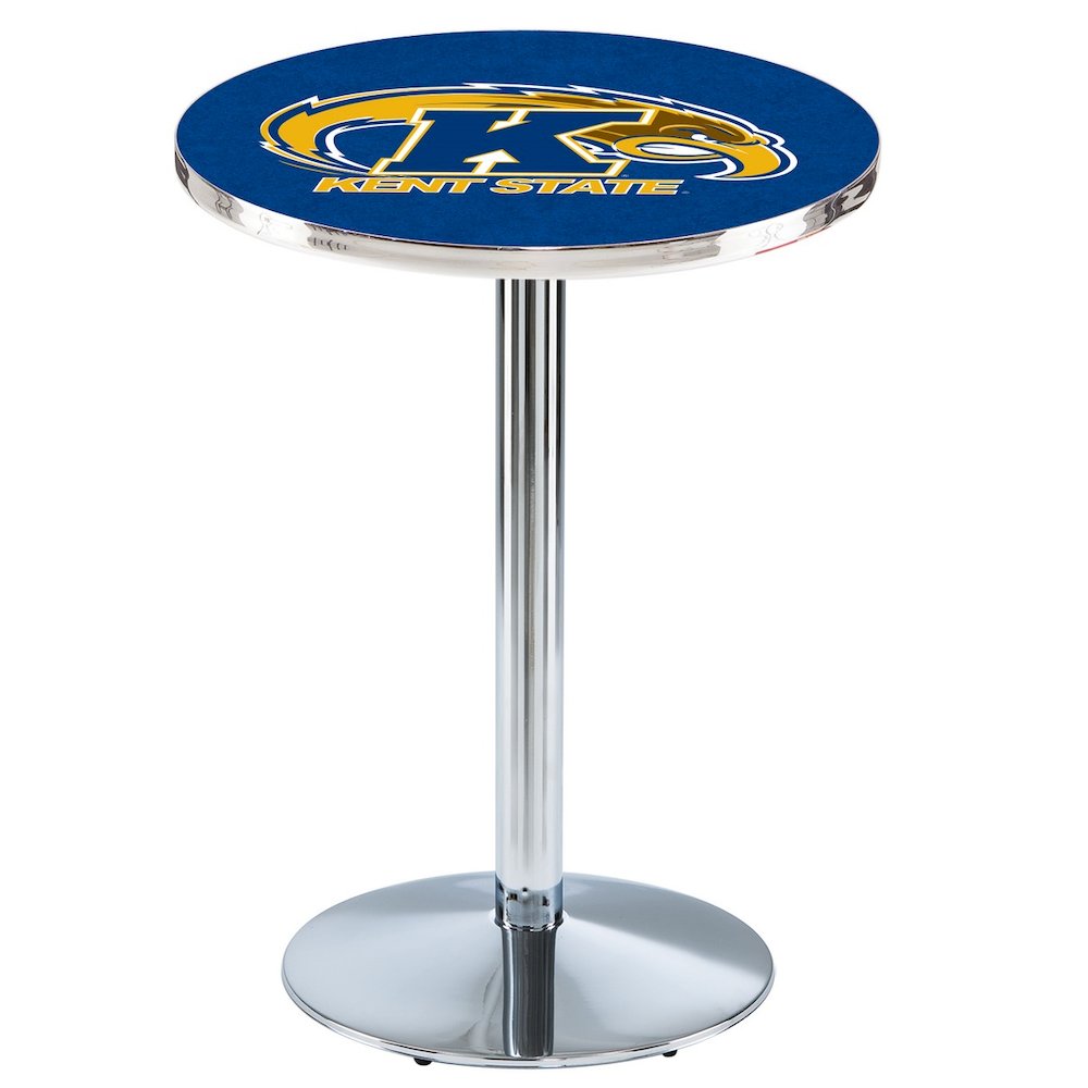 L214 Kent State University 42' Tall - 36' Top Pub Table w/ Chrome Finish
