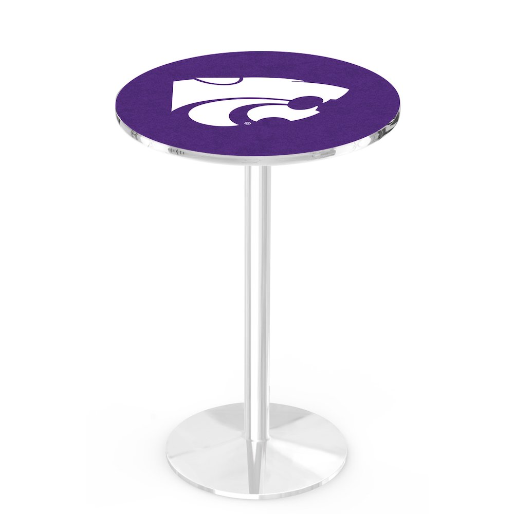 L214 Kansas State University 42" Tall - 36" Top Pub Table with Chrome Finish