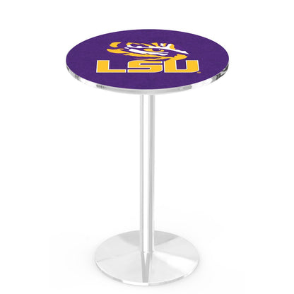 L214 Louisiana State University 42' Tall - 36' Top Pub Table w/ Chrome Finish