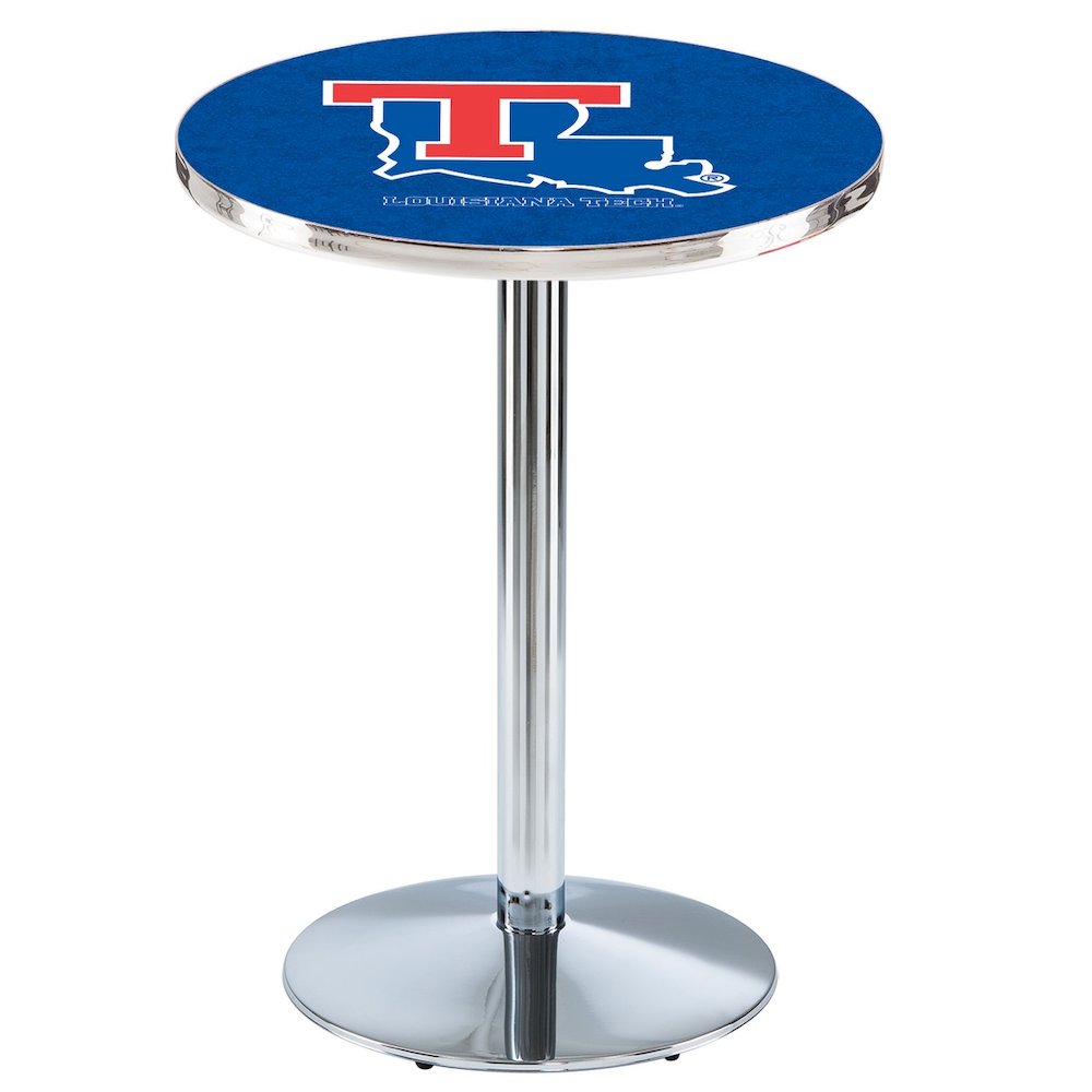 L214 Louisiana Tech University 42" Tall - 36" Top Pub Table with Chrome Finish