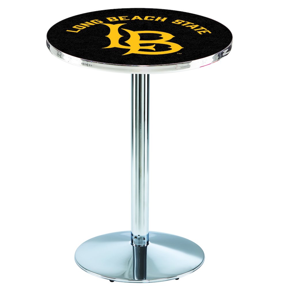 L214 Long Beach State University 42' Tall - 36' Top Pub Table w/ Chrome Finish