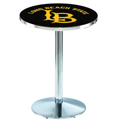L214 Long Beach State University 42' Tall - 36' Top Pub Table w/ Chrome Finish