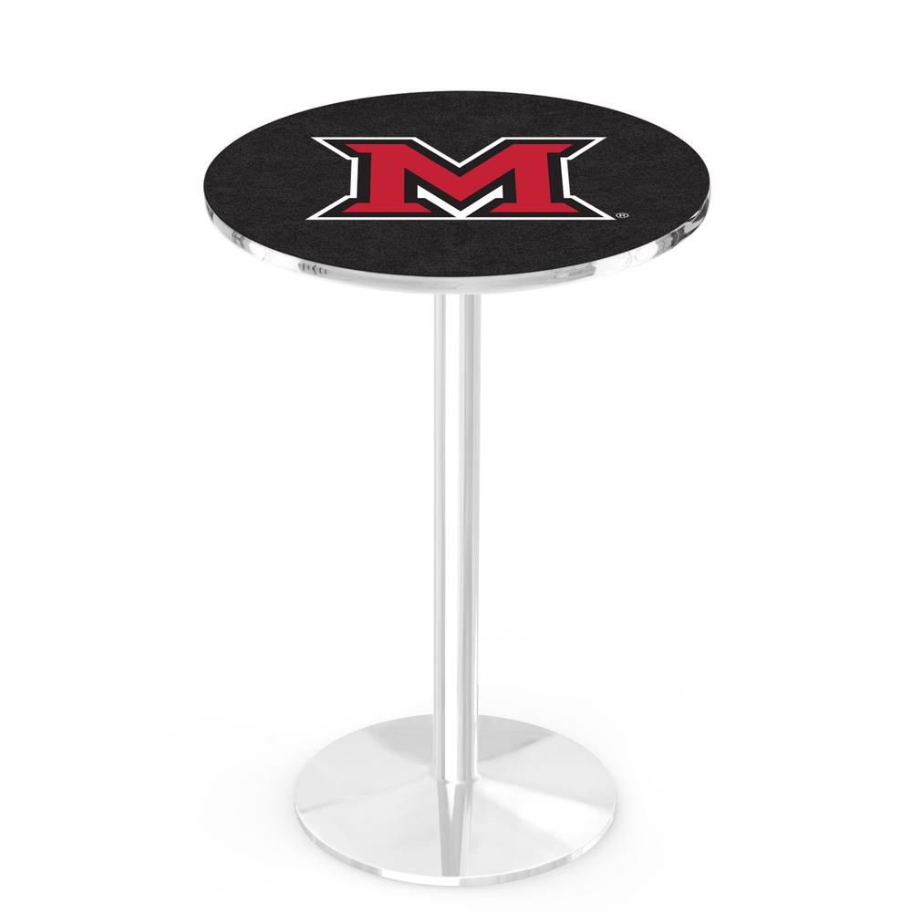 L214 Miami University (OH) 42" Tall - 36" Top Pub Table with Chrome Finish