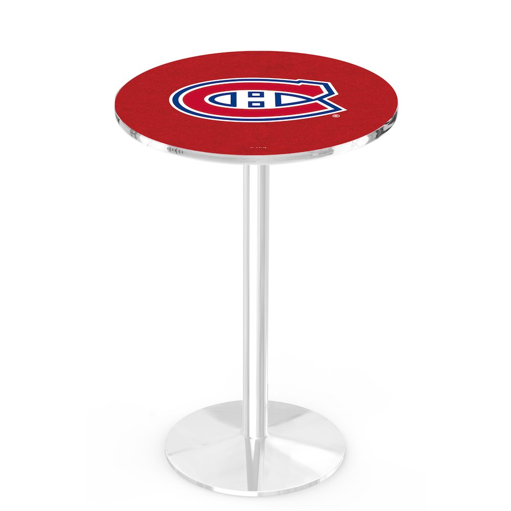 L214 Montreal Canadiens 42' Tall - 36' Top Pub Table w/ Chrome Finish (2782)