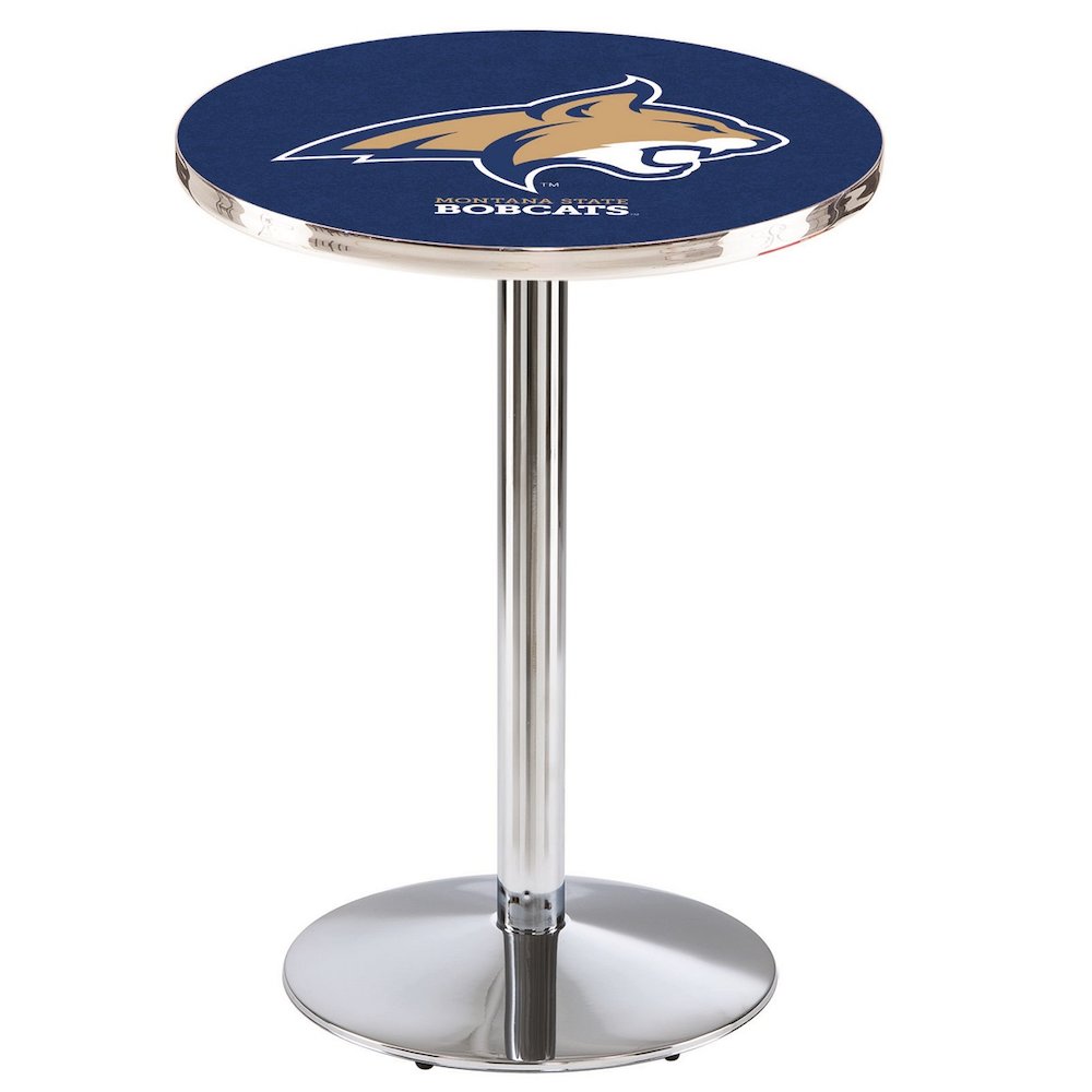 L214 Montana State University 42" Tall - 36" Top Pub Table with Chrome Finish