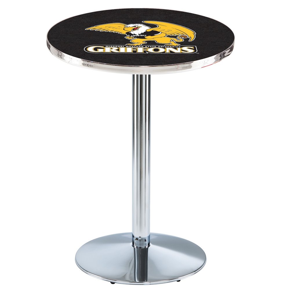 L214 Missouri Western State University 42" Tall - 36" Top Pub Table with Chrome Finish