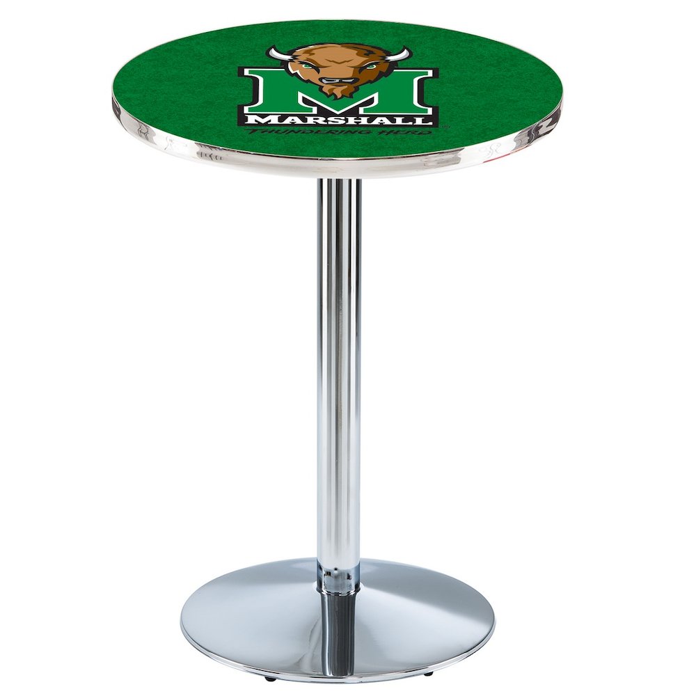 L214 Marshall University 42" Tall - 36" Top Pub Table with Chrome Finish