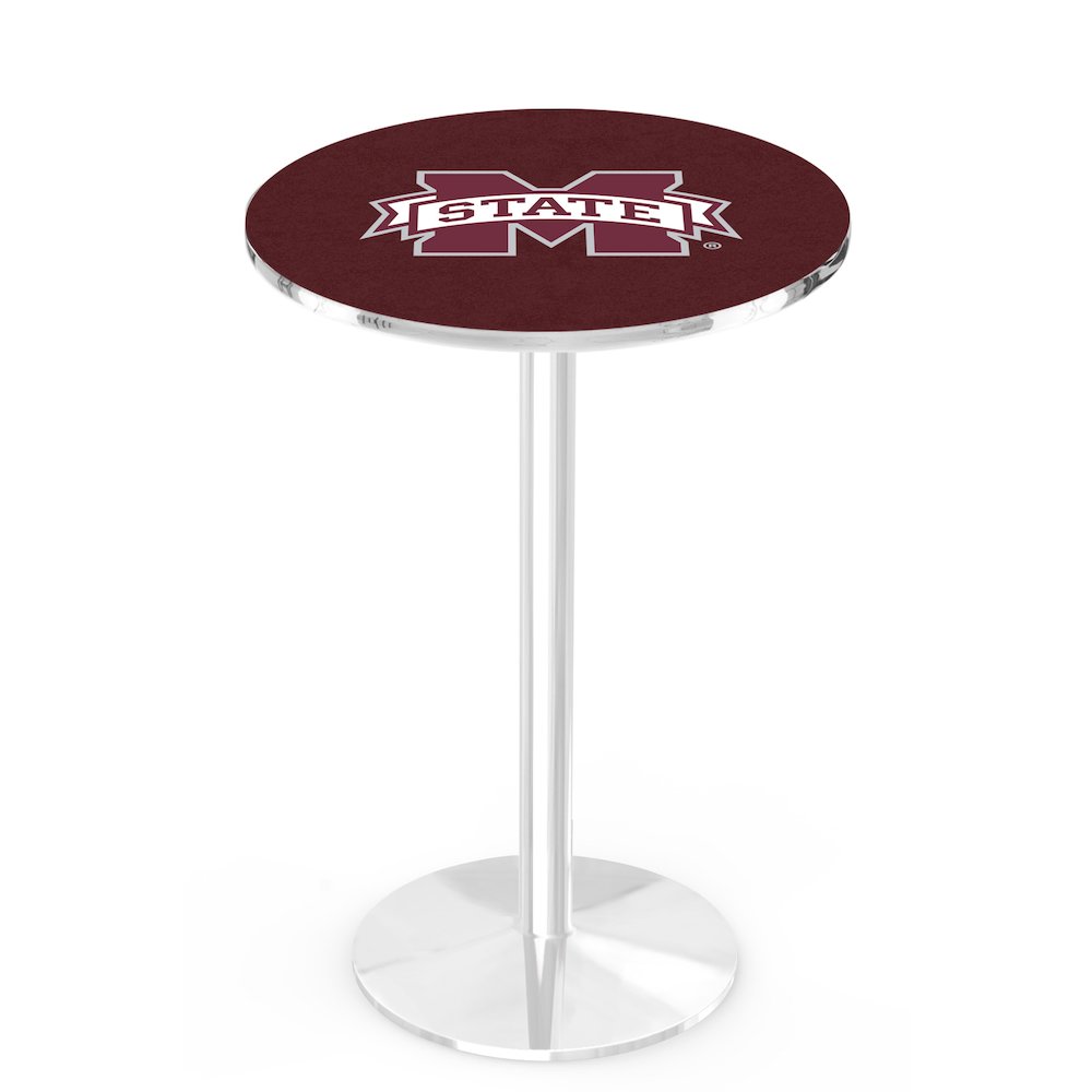 L214 Mississippi State University 42' Tall - 36' Top Pub Table w/ Chrome Finish
