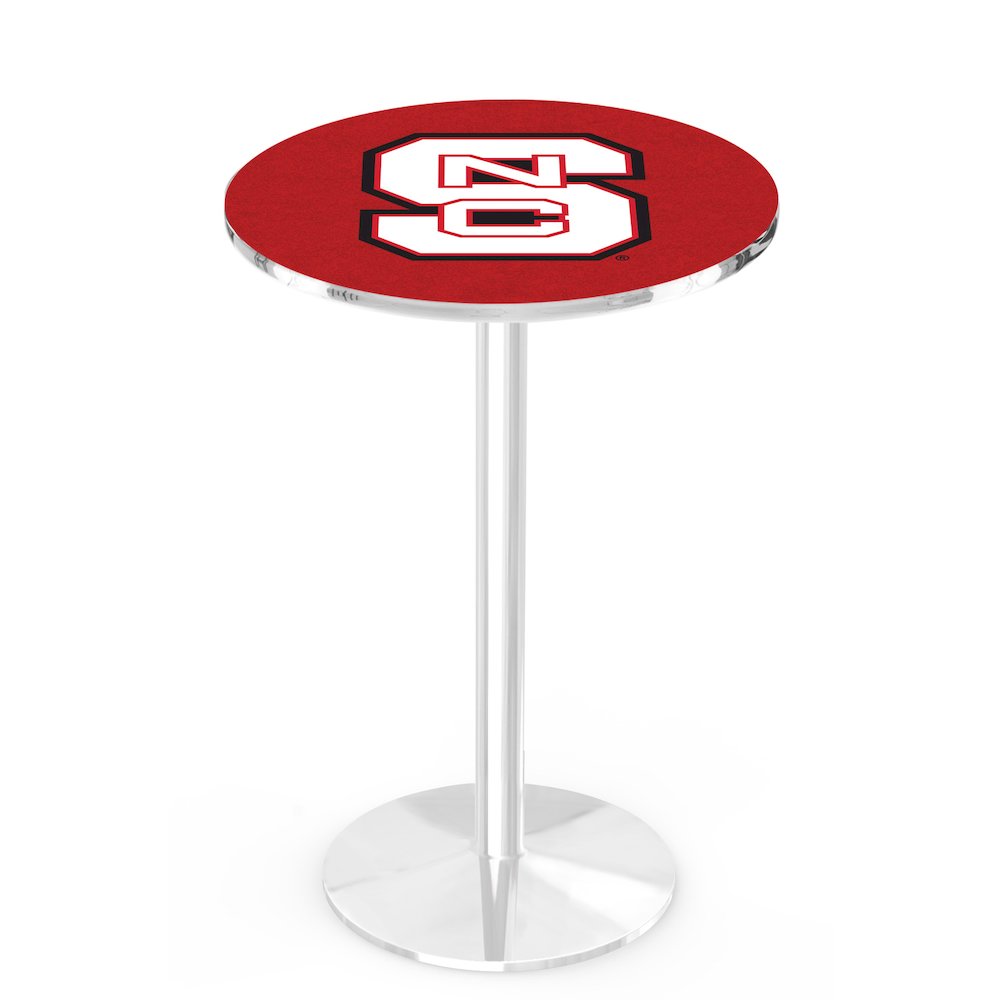 L214 North Carolina State University 42" Tall - 36" Top Pub Table with Chrome Finish