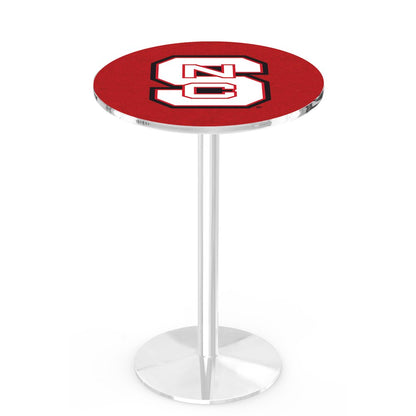 L214 North Carolina State University 42" Tall - 36" Top Pub Table with Chrome Finish