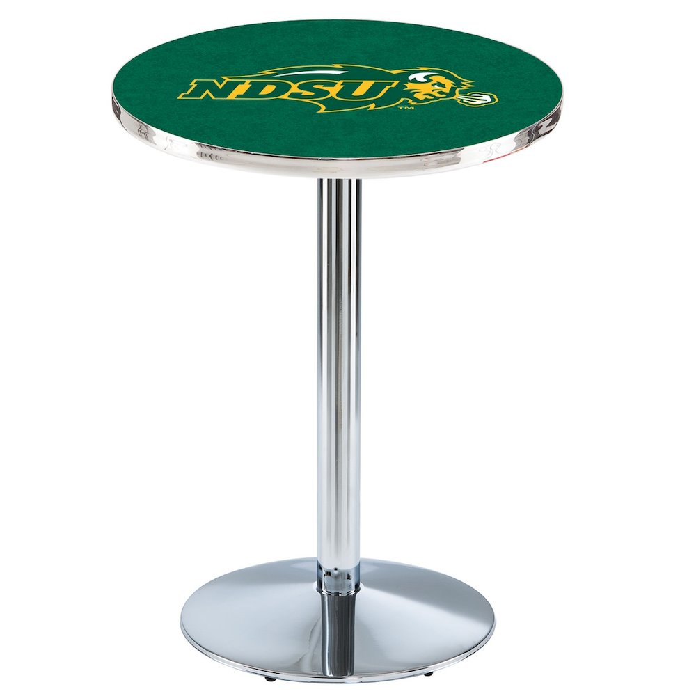 L214 North Dakota State University 42" Tall - 36" Top Pub Table with Chrome Finish