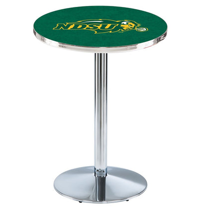 L214 North Dakota State University 42" Tall - 36" Top Pub Table with Chrome Finish