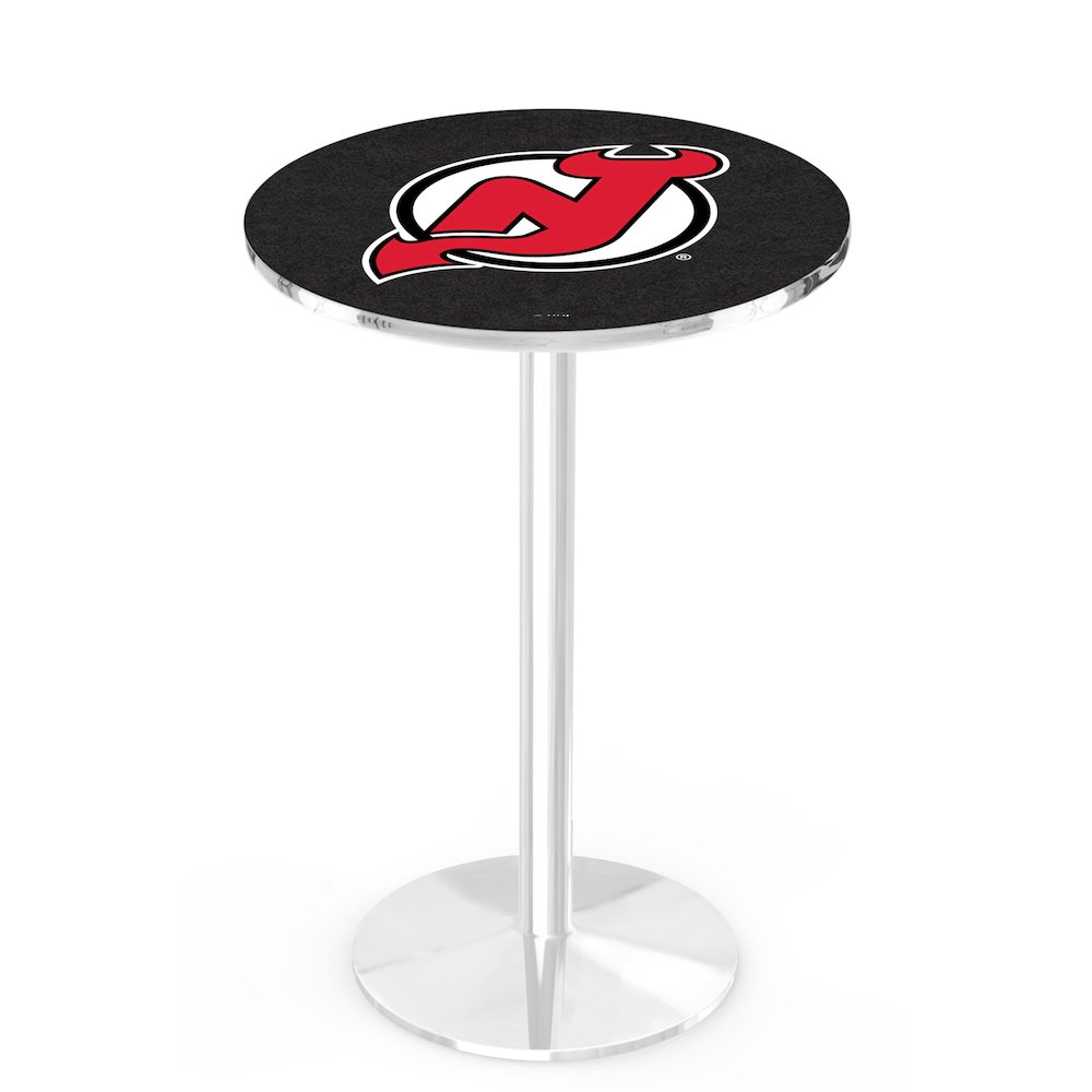 L214 New Jersey Devils 42" Tall - 36" Top Pub Table with Chrome Finish (2966)