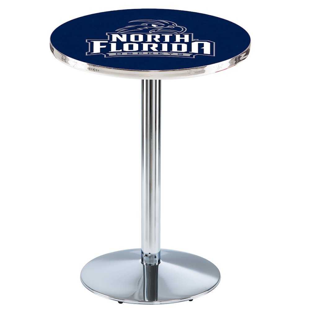 L214 University of North Florida 42" Tall - 36" Top Pub Table with Chrome Finish
