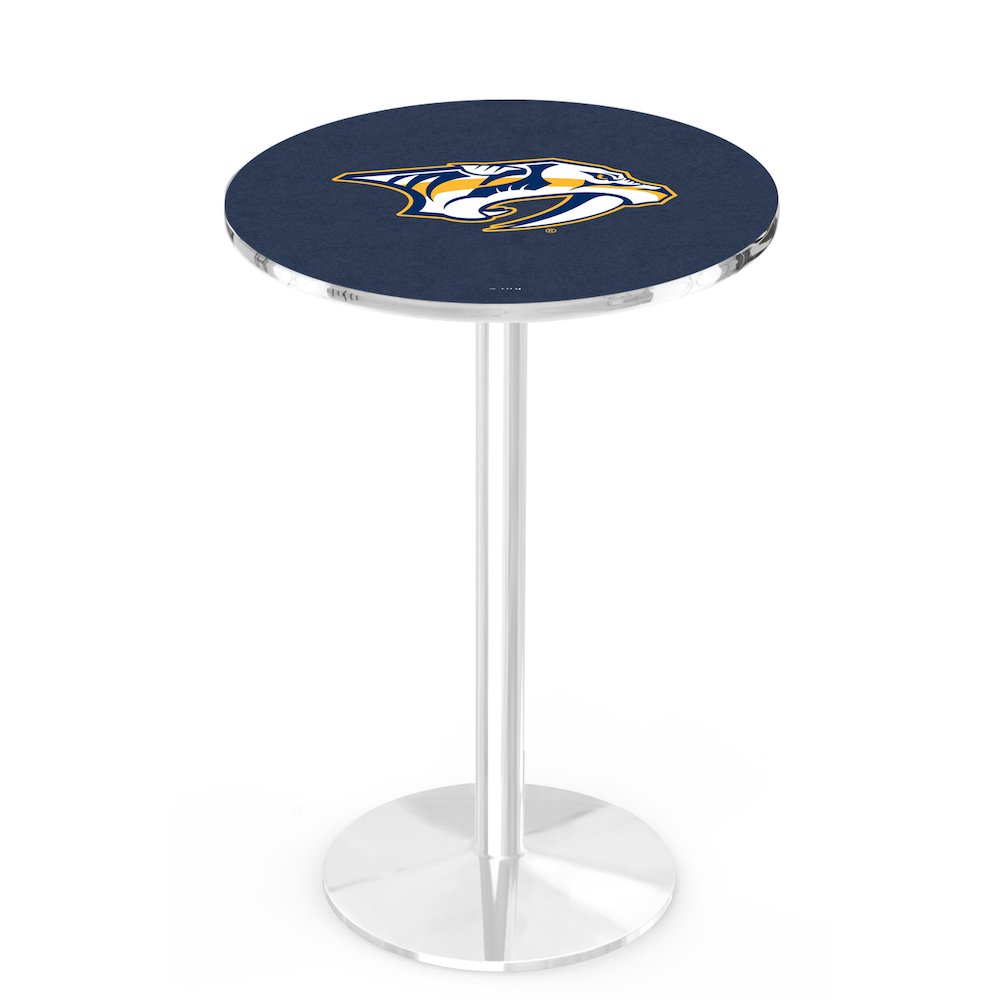 L214 Nashville Predators 42' Tall - 36' Top Pub Table w/ Chrome Finish (3024)