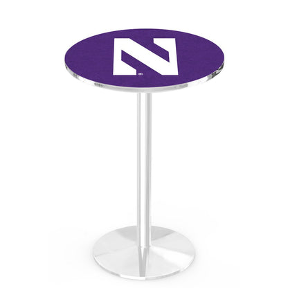 L214 Northwestern University 42' Tall - 36' Top Pub Table w/ Chrome Finish