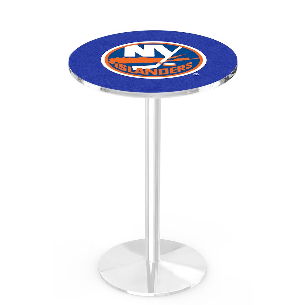 L214 New York Islanders 42" Tall - 36" Top Pub Table with Chrome Finish (3048)