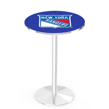 L214 New York Rangers 42' Tall - 36' Top Pub Table w/ Chrome Finish (3055)