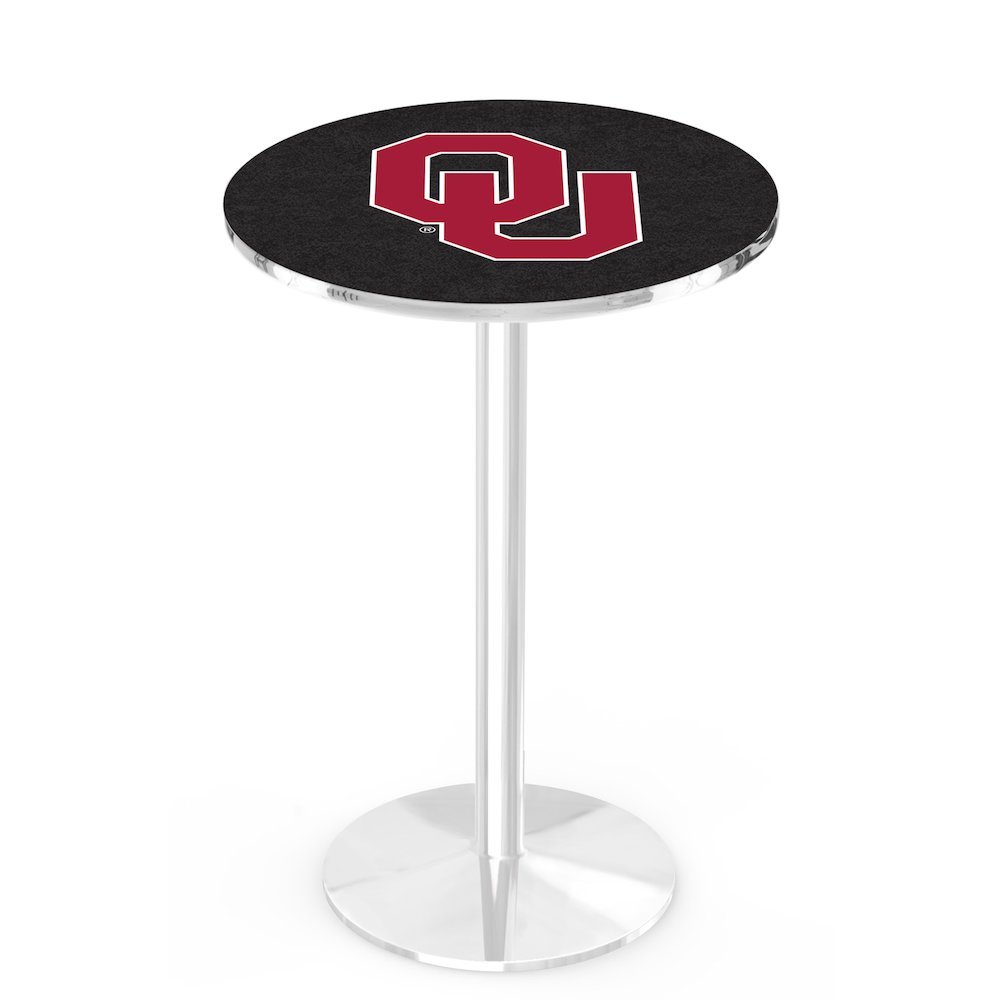 L214 Oklahoma University 42' Tall - 36' Top Pub Table w/ Chrome Finish