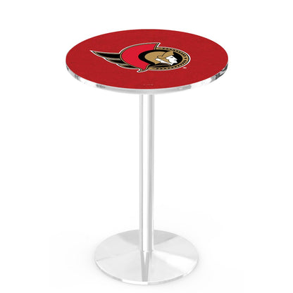 L214 Ottawa Senators 42" Tall - 36" Top Pub Table with Chrome Finish (3109)