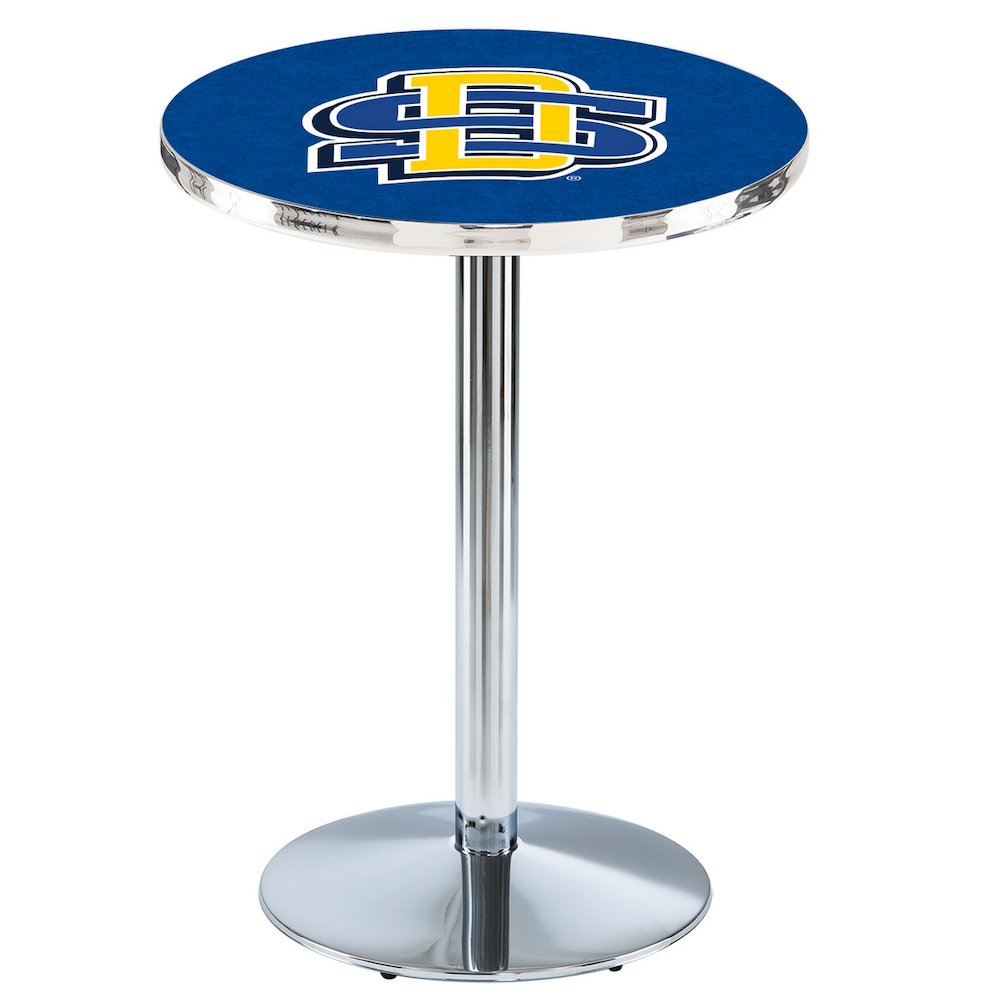 L214 South Dakota State University 42" Tall - 36" Top Pub Table with Chrome Finish