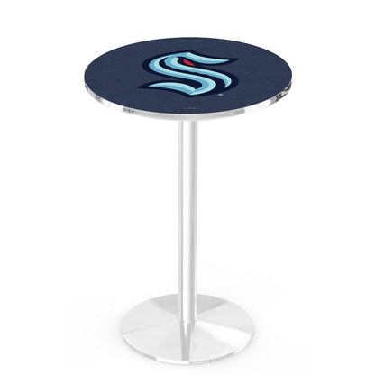 L214 Seattle Kraken 42' Tall - 36' Top Pub Table w/ Chrome Finish (955)