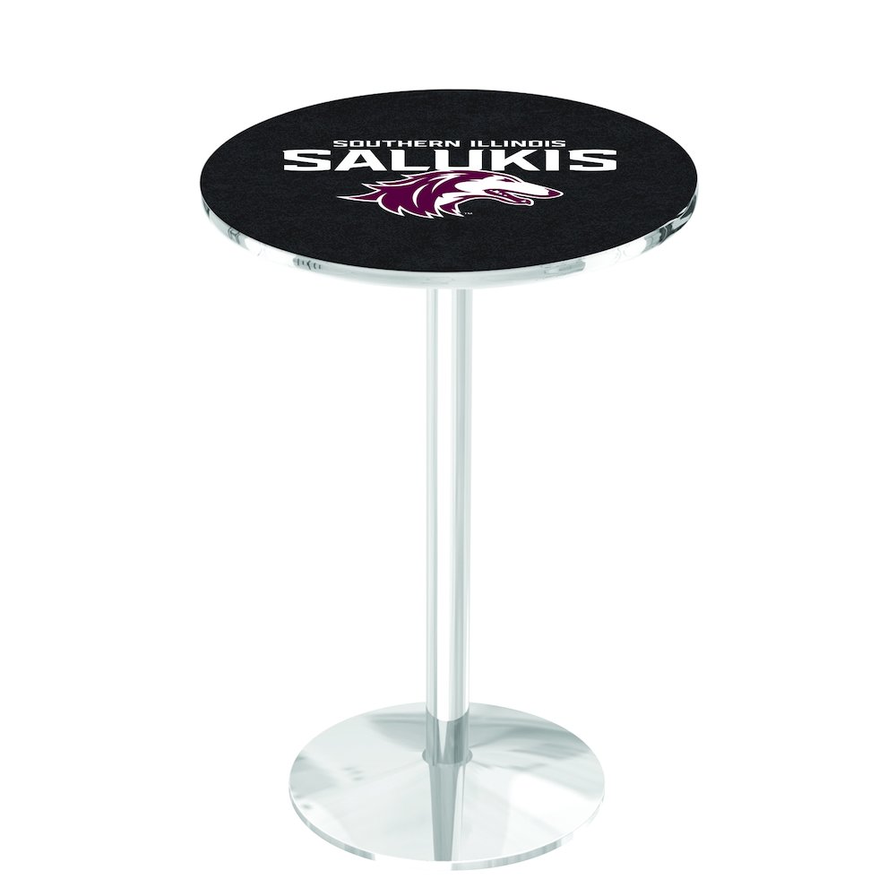 L214 Southern Illinois University 42" Tall - 36" Top Pub Table with Chrome Finish